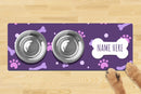 Personalised Dog Bowl Mat (880mm x 300mm)(2 Bowl Design) - Simple Purple Bone