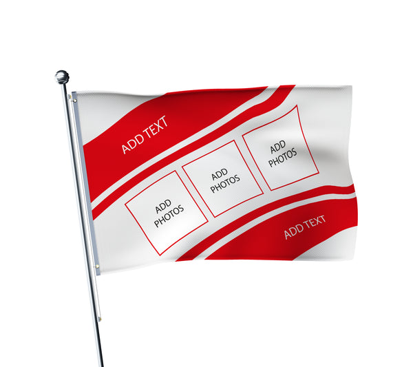 Personalised Southampton football flag in red and white, printed with custom wording