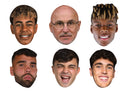 Spain Football Stars Face Mask Multipack – 6 Spain Football Player Inspired Masks – Funny Football Party Accessories, Match Day Fancy Dress, Sports Fan Photo Booth Props & Celebration Decorations