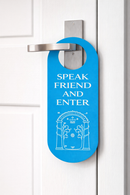 “Speak Friend and Enter” Door Hanger Sign – Fantasy Inspired Door Handle Sign – Geek Nerd Decor for Gaming Room, Bedroom or Office – Magical Entrance Novelty Sign, Pack of 4