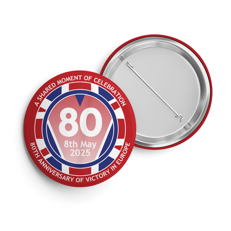 VE Day 80th Anniversary Standard Pin Badge Design 1 - Special Edition