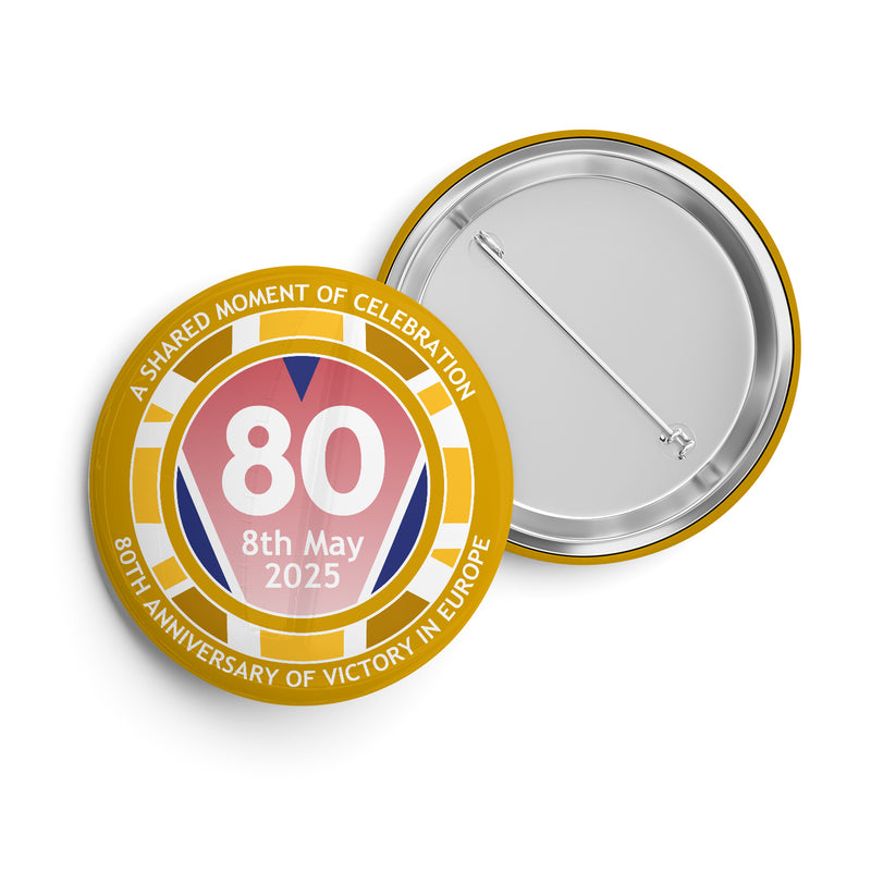 VE Day 80th Anniversary Standard Pin Badge Design 2 - Special Edition