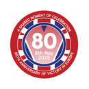 VE Day 80th Anniversary 50mm Round Stickers Design 1 - Special Edition