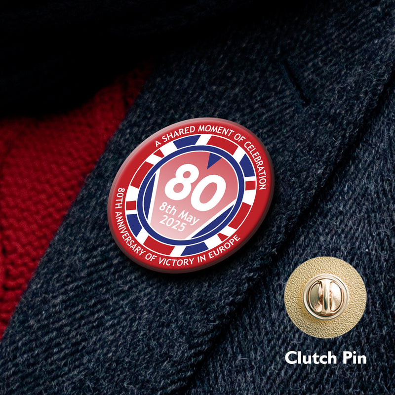 VE Day 80th Anniversary Clutch Pin Badge Design 1 - Special Edition