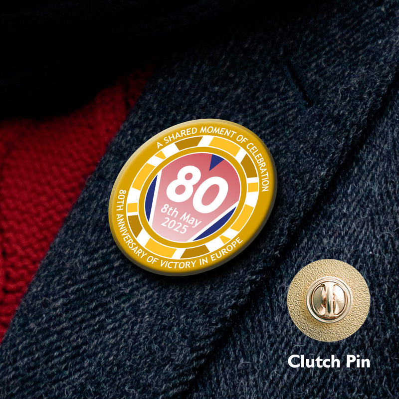 VE Day 80th Anniversary Clutch Pin Badge Design 2 - Special Edition