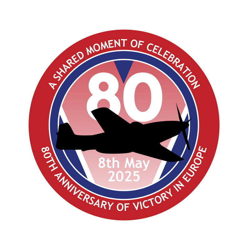 VE Day 80th Anniversary 50mm Round Stickers Design 5 (Pack of 40) - Special Edition