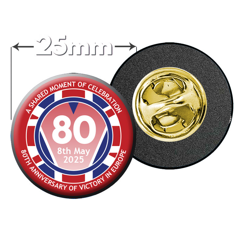 VE Day 80th Anniversary Clutch Pin Badge Design 1 - Special Edition