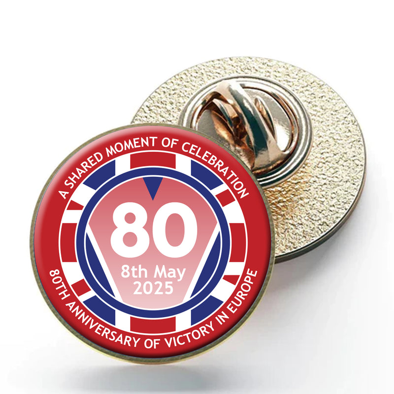 VE Day 80th Anniversary Clutch Pin Badge Design 1 - Special Edition