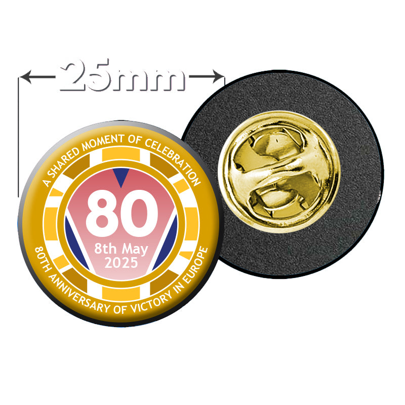 VE Day 80th Anniversary Clutch Pin Badge Design 2 - Special Edition