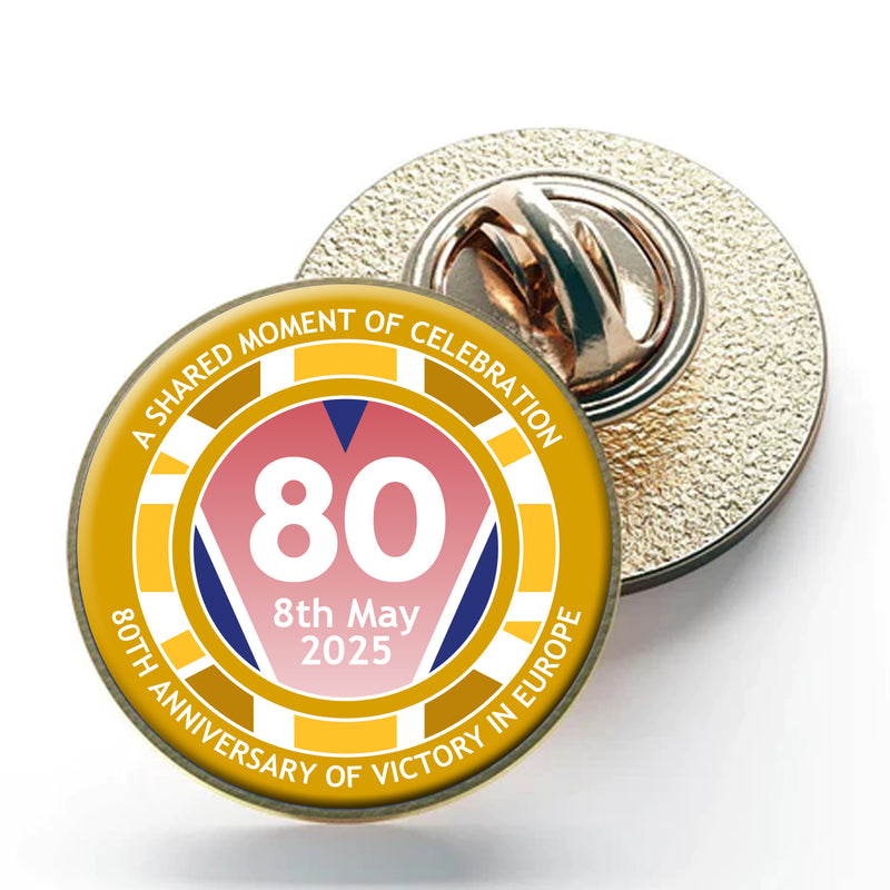 VE Day 80th Anniversary Clutch Pin Badge Design 2 - Special Edition