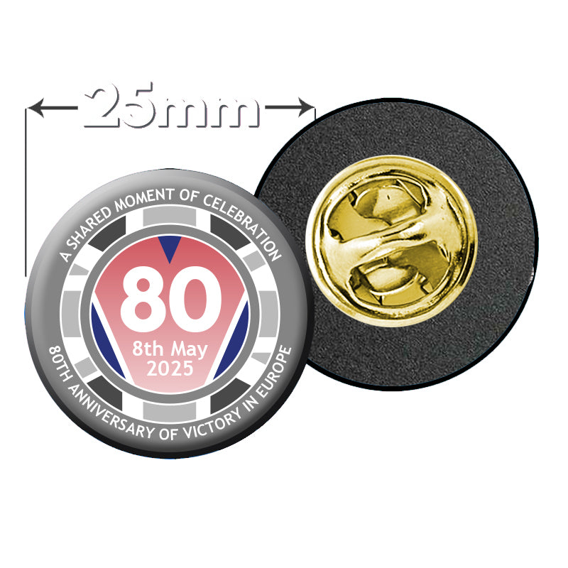 VE Day 80th Anniversary Clutch Pin Badge Design 3 - Special Edition