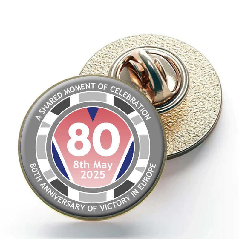 VE Day 80th Anniversary Clutch Pin Badge Design 3 - Special Edition