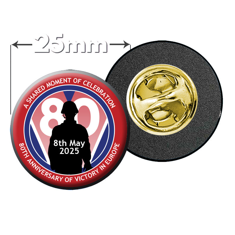 VE Day 80th Anniversary Clutch Pin Badge Design 4 - Special Edition