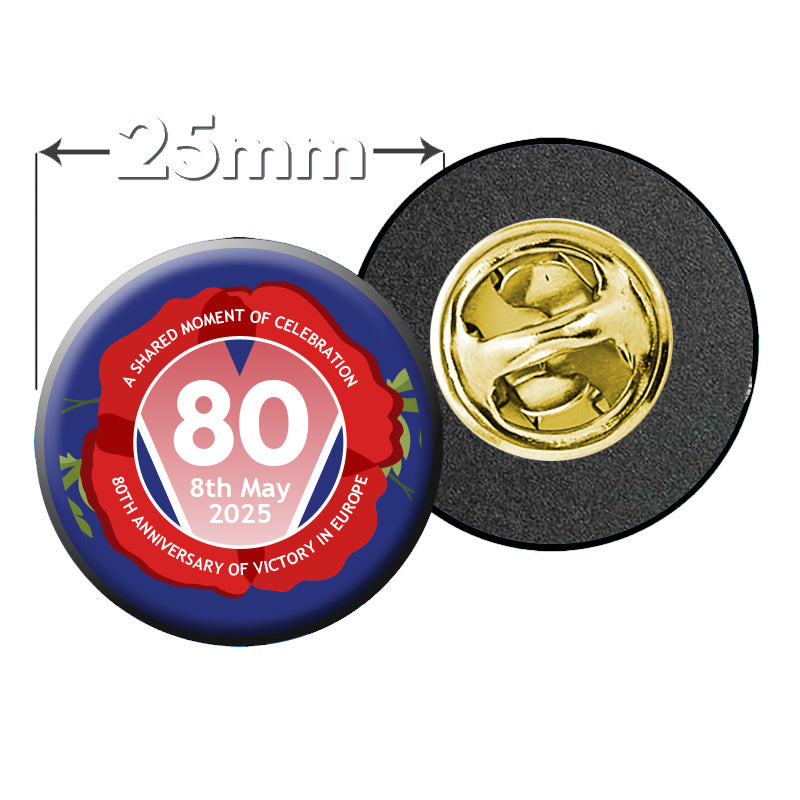 VE Day 80th Anniversary Clutch Pin Badge Design 6 - Special Edition