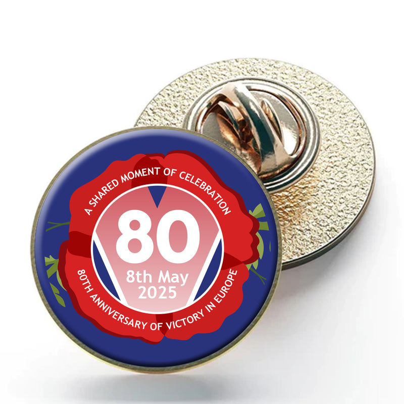 VE Day 80th Anniversary Clutch Pin Badge Design 6 - Special Edition