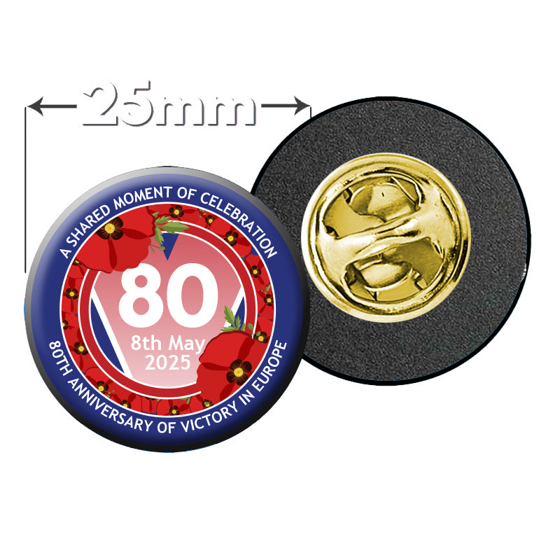 VE Day 80th Anniversary Clutch Pin Badge Design 7 - Special Edition