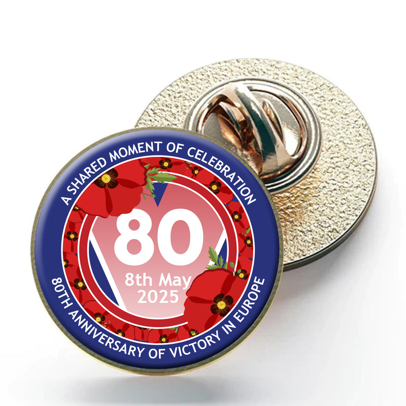 VE Day 80th Anniversary Clutch Pin Badge Design 7 - Special Edition