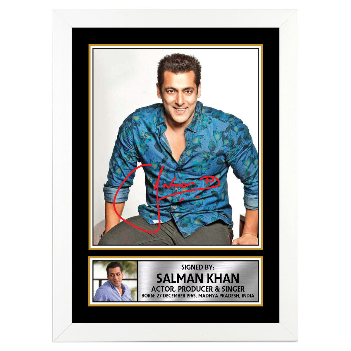 Salman Khan M373 Bollywood Printed Signature Poster Print Gift