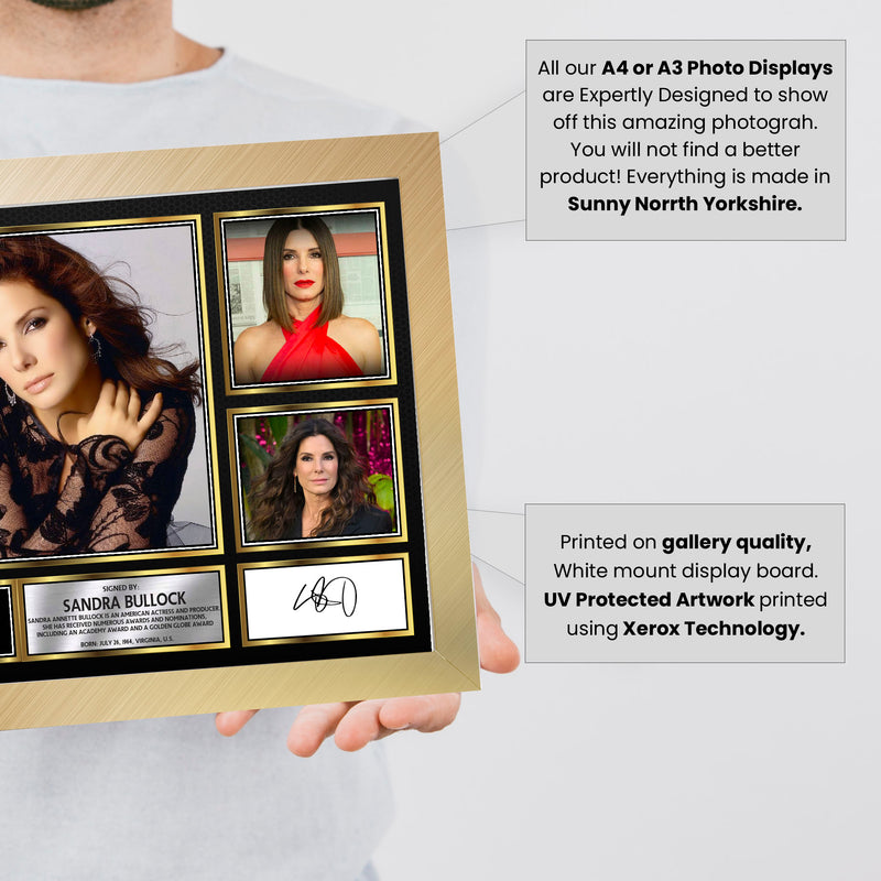 Sandra Bullock Actors Framed Autographed Print - Limited Edition Autograph Fan Gift – Collectible Memorabilia Merchandise