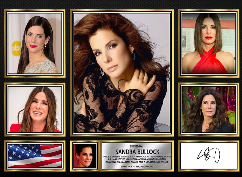 Sandra Bullock Actors Framed Autographed Print - Limited Edition Autograph Fan Gift – Collectible Memorabilia Merchandise