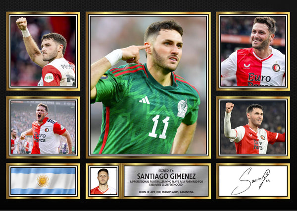 Santiago Gimenez Top Footballer Printed Signature Print Landscape