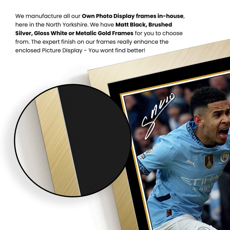 Savinho Signed Autographed Poster Print – Manchester City F.C. & Brazil Star – Dual Image with Career Tribute Plaque – Football Memorabilia Gift