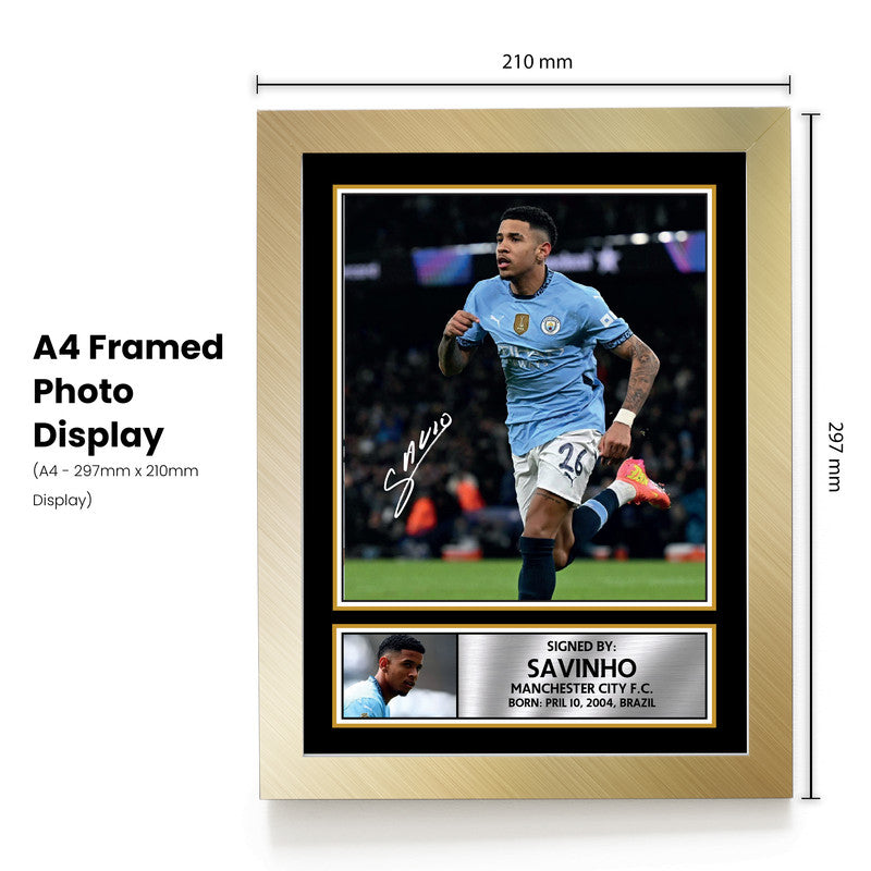 Savinho Signed Autograph Poster Print – Manchester City F.C. – Brazil International Football Memorabilia – Gift for Fans & Collectors