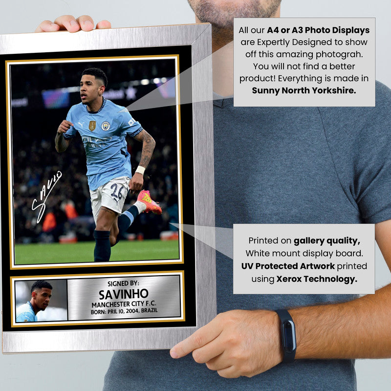 Savinho Signed Autograph Poster Print – Manchester City F.C. – Brazil International Football Memorabilia – Gift for Fans & Collectors