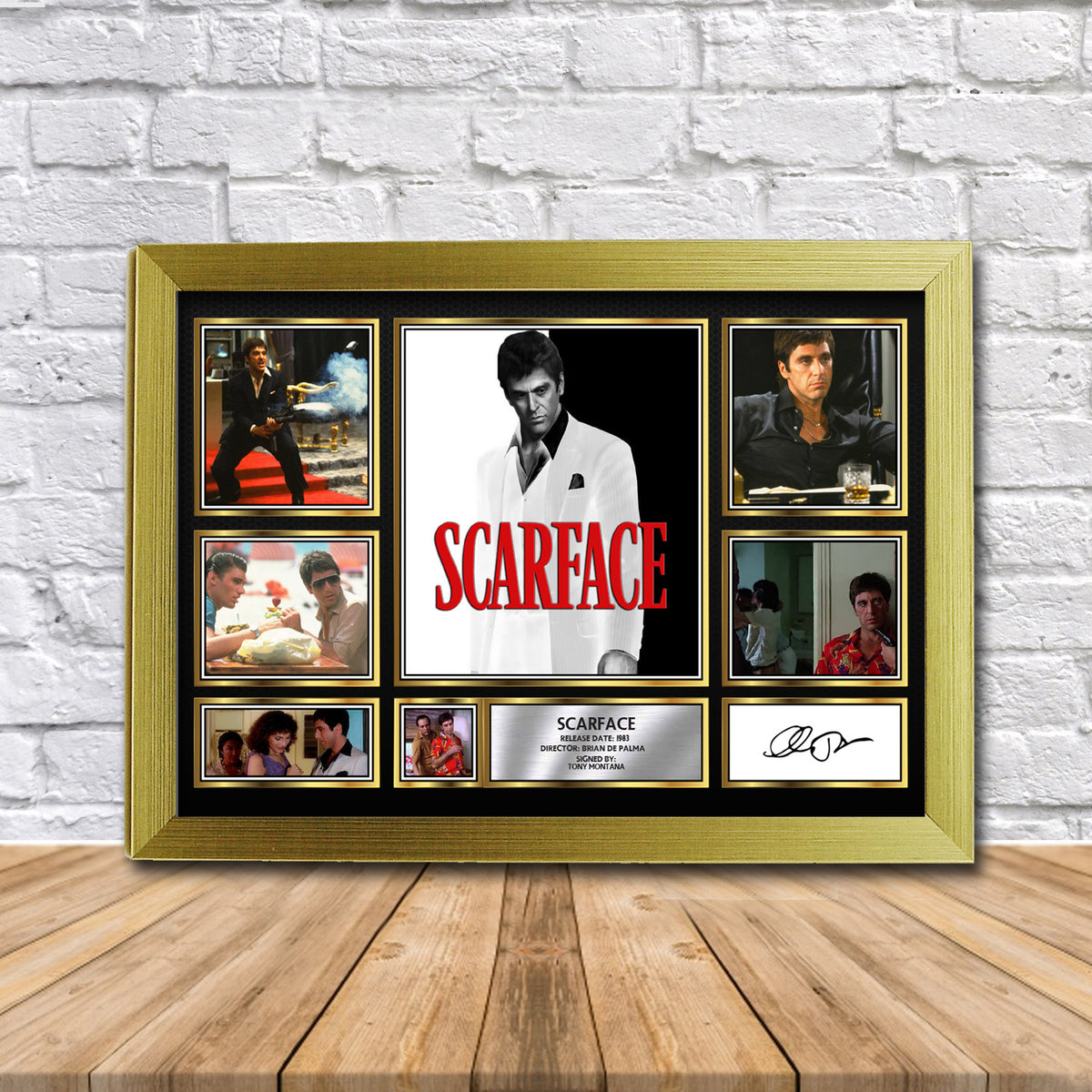 Scarface Movie Gift Framed Printed Signature Star Poster Print Wall Art Gift