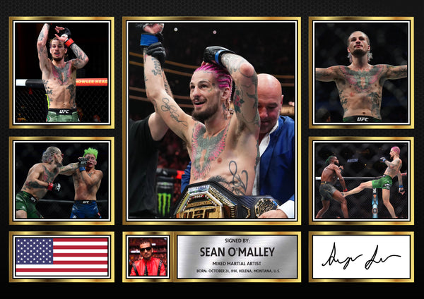 Sean O'Malley UFC FIighters Framed Printed Signature Print – Fan Gift – Wall Art