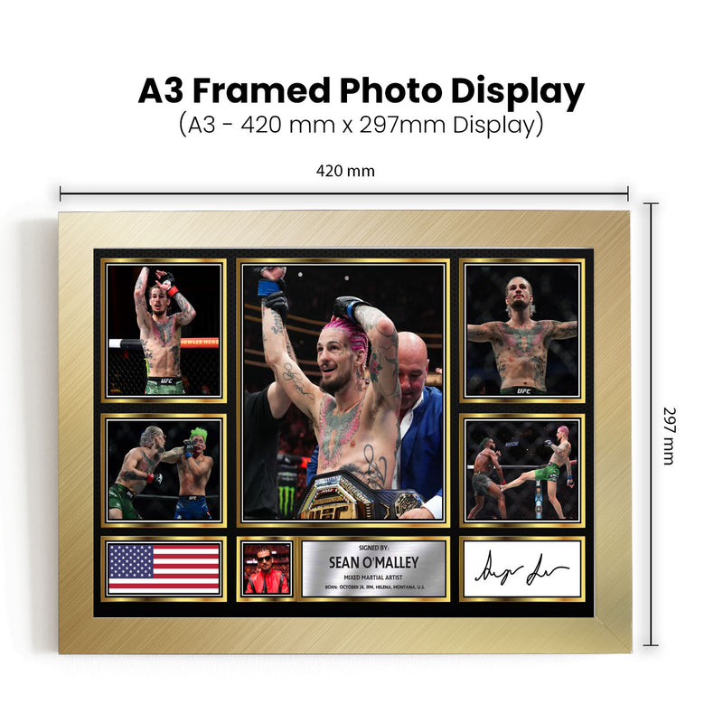 Sean O'Malley UFC FIighters Framed Autographed Print - Limited Edition Autograph Fan Gift – Collectible Memorabilia Merchandise