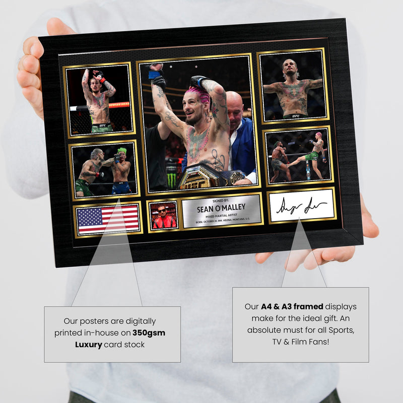 Sean O'Malley UFC FIighters Framed Autographed Print - Limited Edition Autograph Fan Gift – Collectible Memorabilia Merchandise