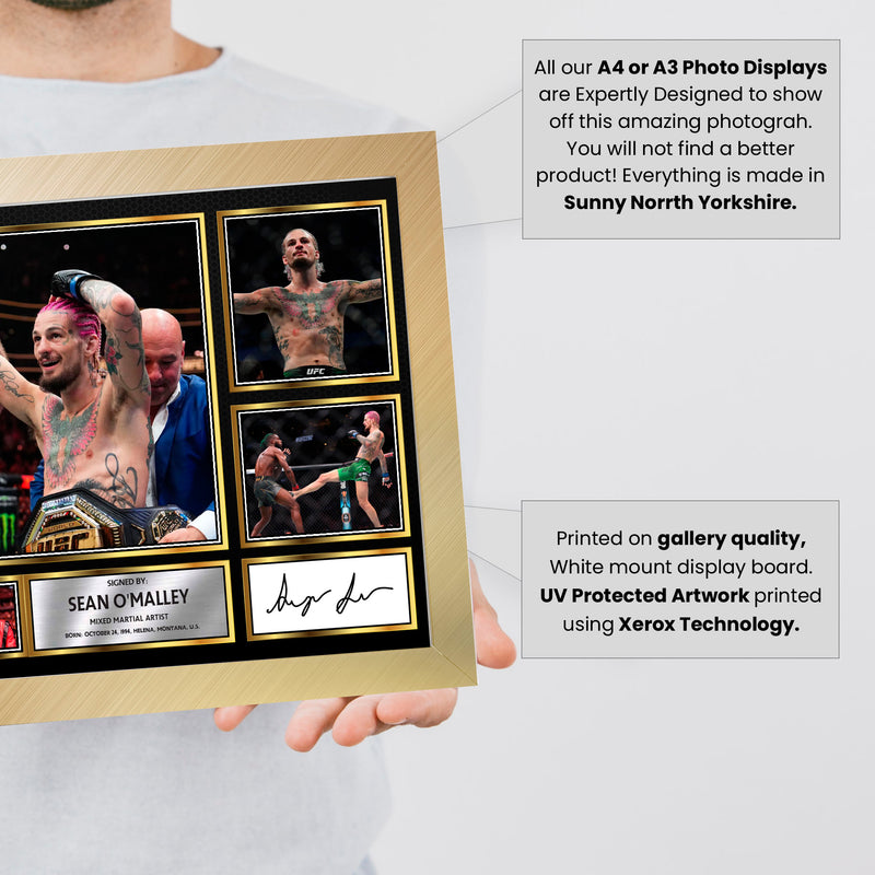 Sean O'Malley UFC FIighters Framed Autographed Print - Limited Edition Autograph Fan Gift – Collectible Memorabilia Merchandise