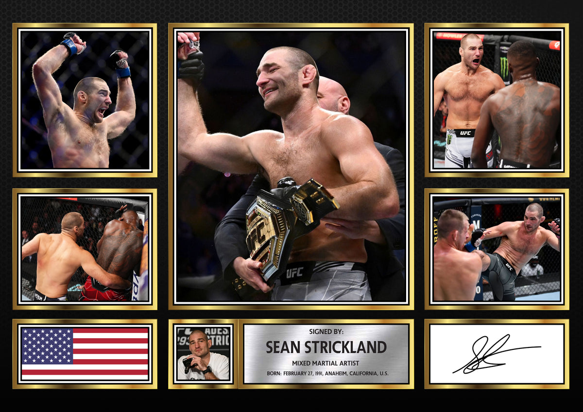 Sean Strickland UFC FIighters Framed Printed Signature Print – Fan Gift – Wall Art – Sean Strickland UFC FIighters Framed Printed Signature Print – A4 Poster