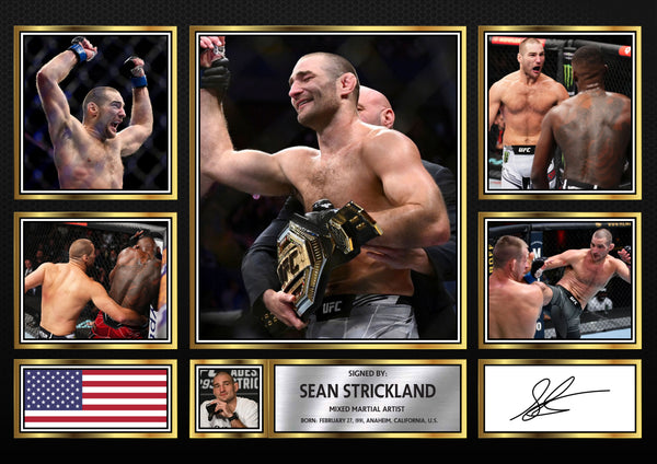Sean Strickland UFC FIighters Framed Printed Signature Print – Fan Gift – Wall Art