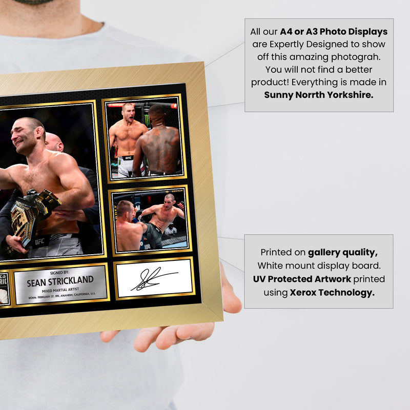 Sean Strickland UFC FIighters Framed Autographed Print