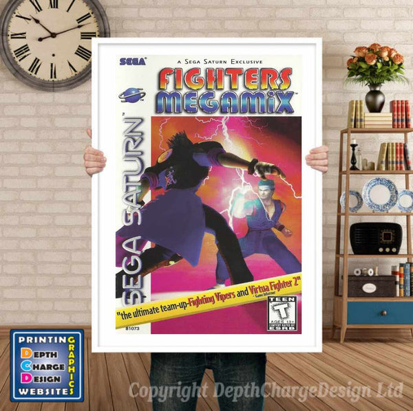 Sega Saturn Fighters Megamix Game Inspired Retro Poster