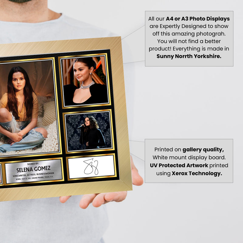 Selena Gomez Singers Framed Autographed Print - Limited Edition Autograph Fan Gift – Collectible Memorabilia Merchandise