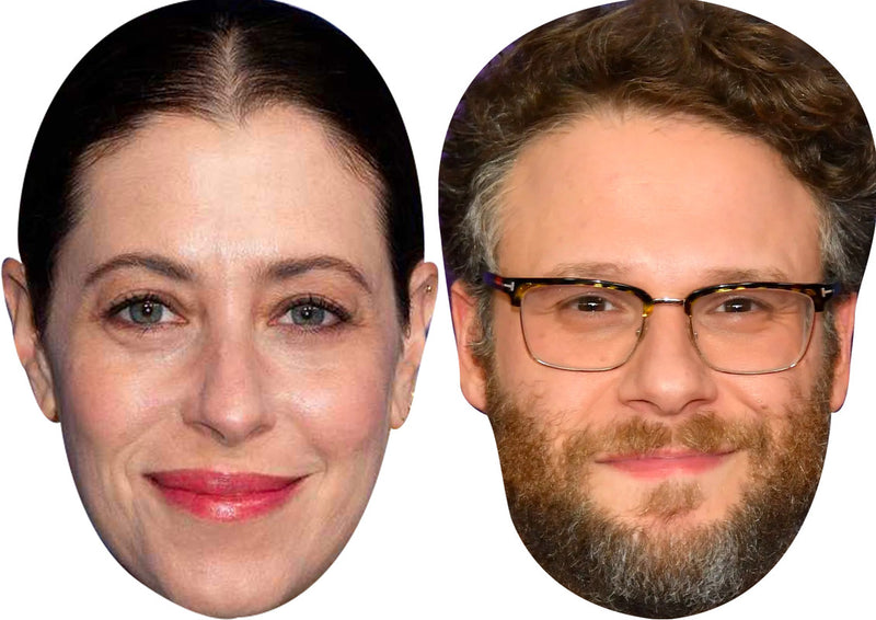 Seth Rogen and Lauren Miller Celebrity Couple Face Mask Fancy Dress - High-Quality Cardboard Masks for Any Occasion