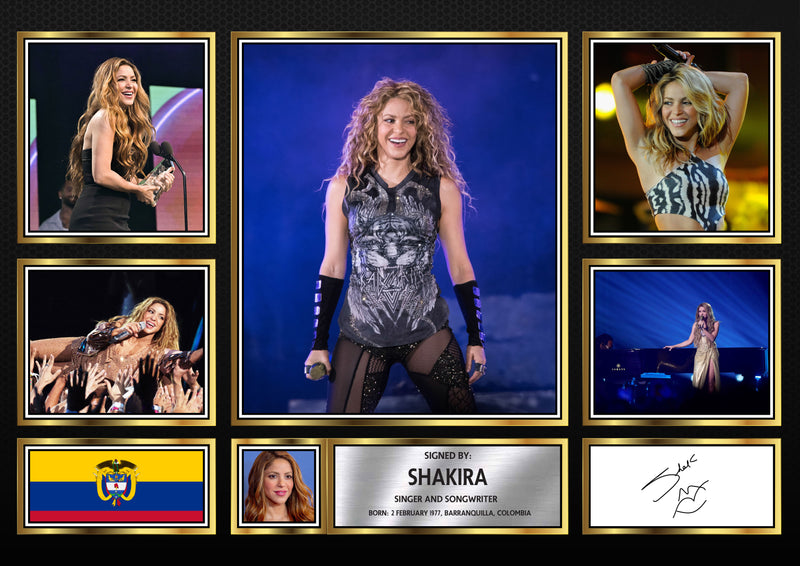 Shakira Singers Framed Autographed Print - Limited Edition Autograph Fan Gift – Collectible Memorabilia Merchandise