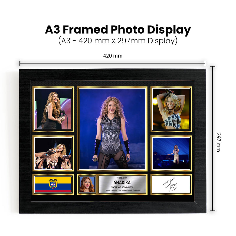 Shakira Singers Framed Autographed Print - Limited Edition Autograph Fan Gift – Collectible Memorabilia Merchandise