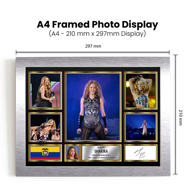 Shakira Singers Framed Autographed Print - Limited Edition Autograph Fan Gift – Collectible Memorabilia Merchandise