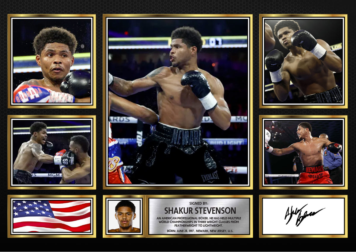 Shakur Stevenson top boxer Printed Signature Print Landscape – A4 Poster