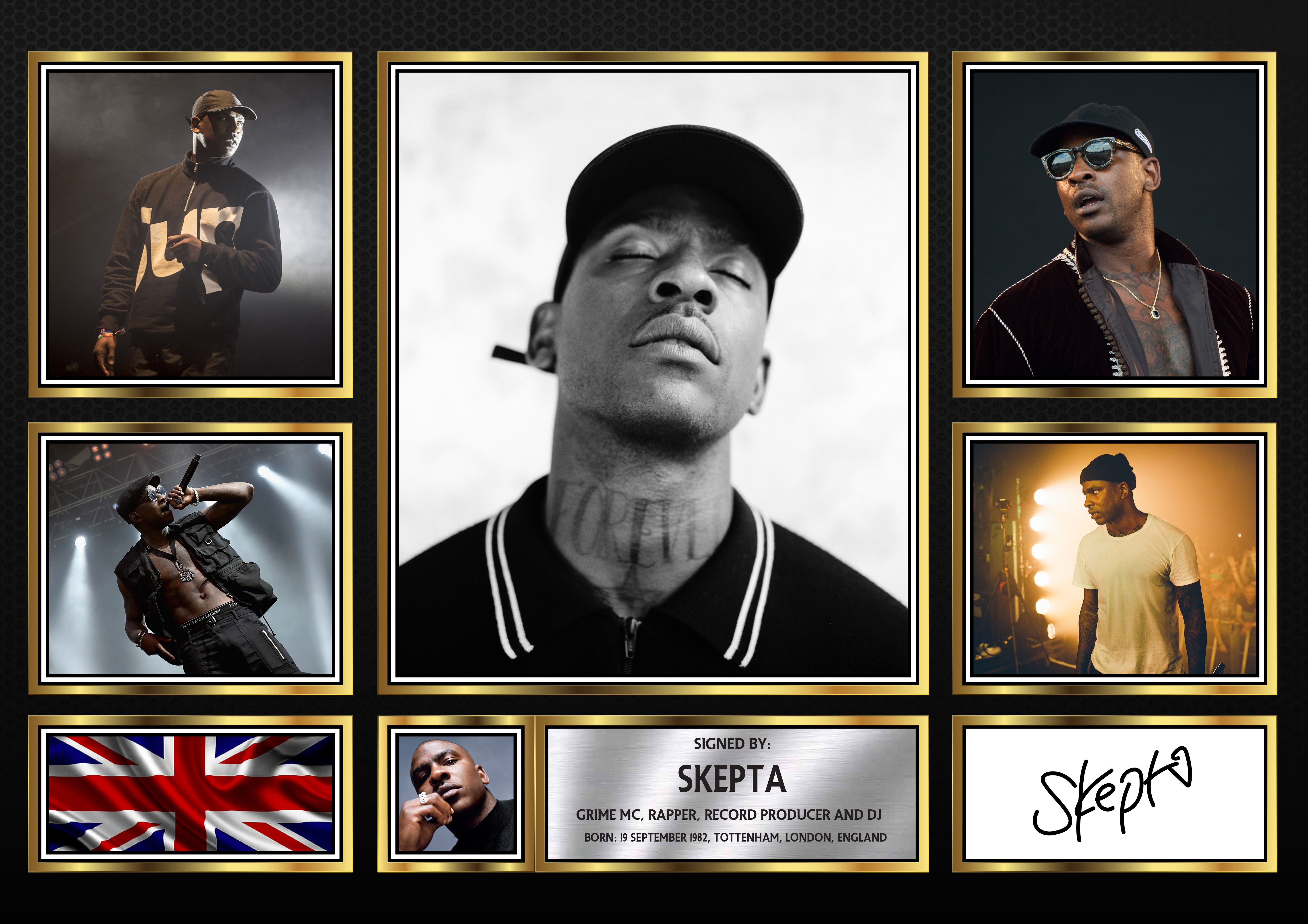 Rappers Skepta Framed Autographed Print - Limited Edition Autograph Fa