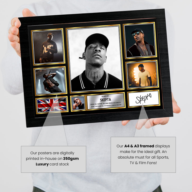 Rappers Skepta Framed Autographed Print - Limited Edition Autograph Fan Gift – Collectible Memorabilia Merchandise