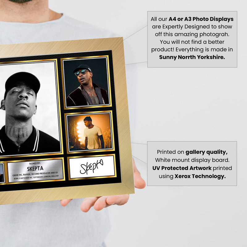 Rappers Skepta Framed Autographed Print - Limited Edition Autograph Fan Gift – Collectible Memorabilia Merchandise