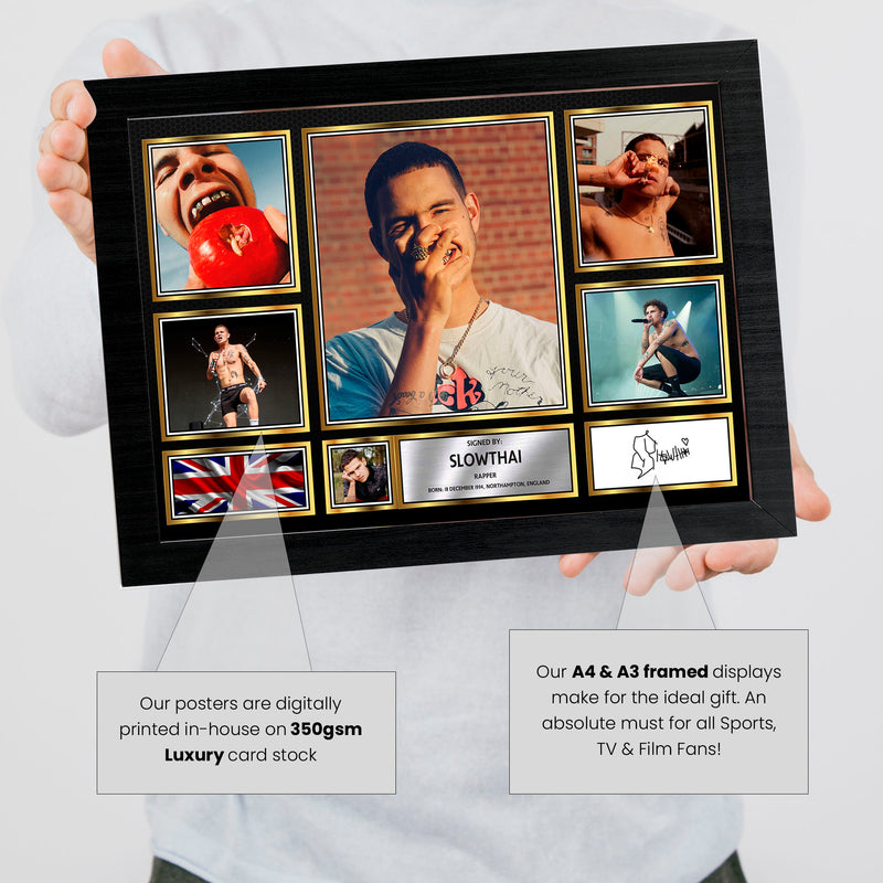 Rappers Slowthai Framed Autographed Print - Limited Edition Autograph Fan Gift – Collectible Memorabilia Merchandise