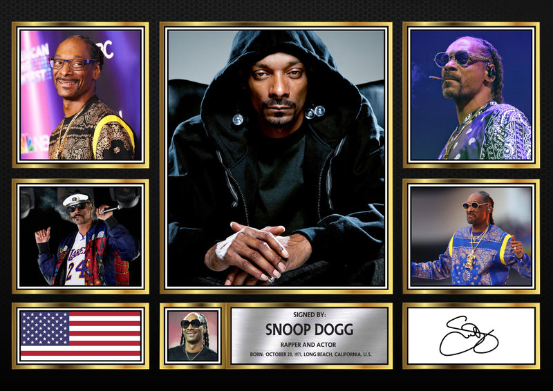 Rappers Snoop Dogg Framed Autographed Print - Limited Edition Autograph Fan Gift – Collectible Memorabilia Merchandise