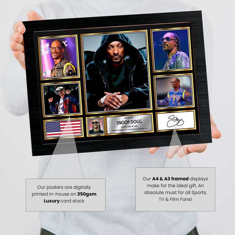 Rappers Snoop Dogg Framed Autographed Print - Limited Edition Autograph Fan Gift – Collectible Memorabilia Merchandise