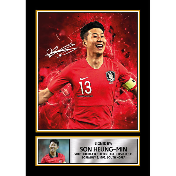 Son Heung-Min Printed Signature Portrait Poster Print – Tottenham Hotspur & South Korea Football Wall Art Wall Art for Fans & Collectors